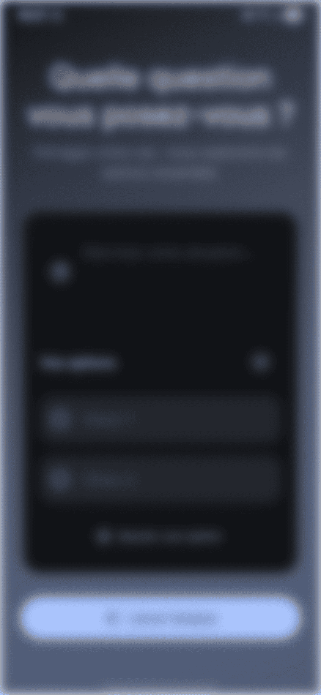 Page d'accueil de l'application